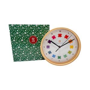 Missouri Star Quilt Company Wood Framed Colorful Starburst Round Wall Clock NEW
